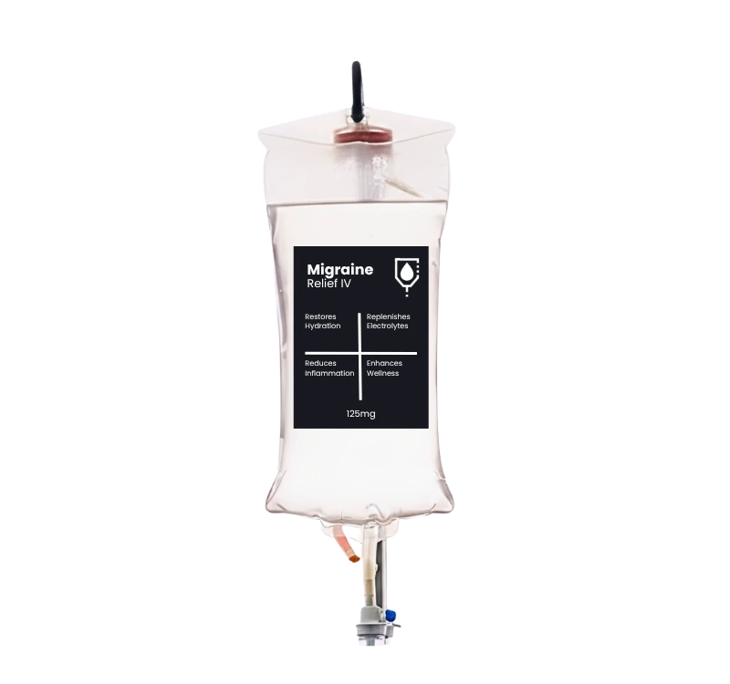 Migraine Relief IV Treatment bag with vitamins and electrolytes